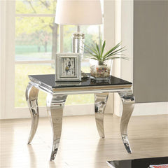 Carone Square End Table Chrome and Black - 705017
