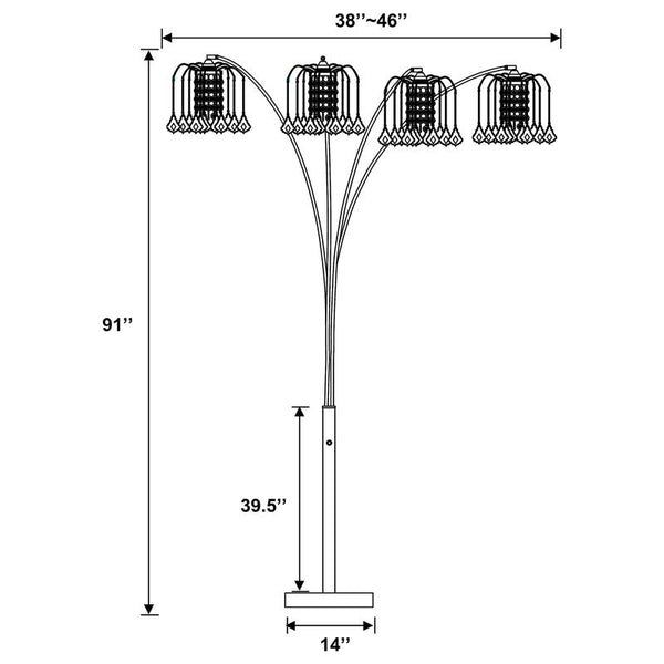 Maisel Floor Lamp with 4 Staggered Shades Black - 1771N