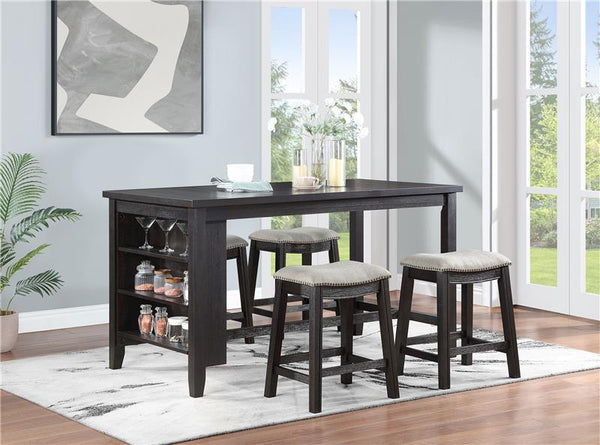 Elliston 5-piece Rectangular Counter Height Dining Set Dark Grey and Beige - 121168-S5