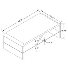 Airell Rectangular Coffee Table with Shelf White High Gloss - 703798