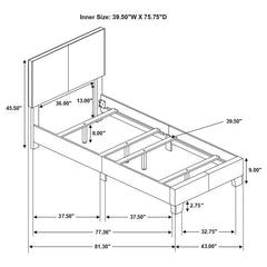 Dorian Upholstered Twin Panel Bed Grey - 300763T