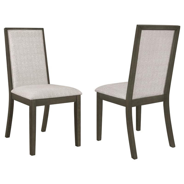 Kelly Upholstered Solid Back Dining Side Chair Beige and Dark Grey (Set of 2) - 107962