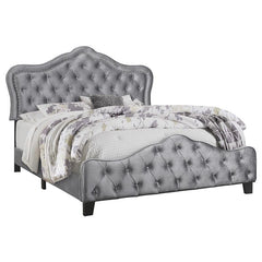 Bella Upholstered Eastern King Panel Bed Grey - 315871KE