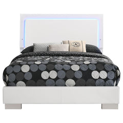 Felicity Wood Full LED Panel Bed White High Gloss - 203500F