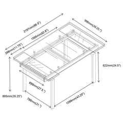 Wexford Glass Top Dining Table with Extension Leaves Chrome - 106281