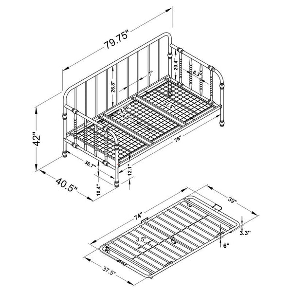 Marina Metal Twin Daybed with Trundle Black - 300765