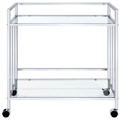 Cara Rectangular Glass Bar Cart Chrome - 181382