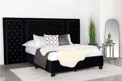 Hailey Upholstered Queen Wall Panel Bed Black - 315925Q-SP