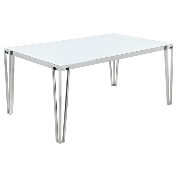 Pauline Rectangular Dining Table with Metal Leg White and Chrome - 193001