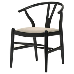 Cortona Danish Y-Shaped Back Wishbone Dining Side Chair Black and Beige (Set of 2) - 108482