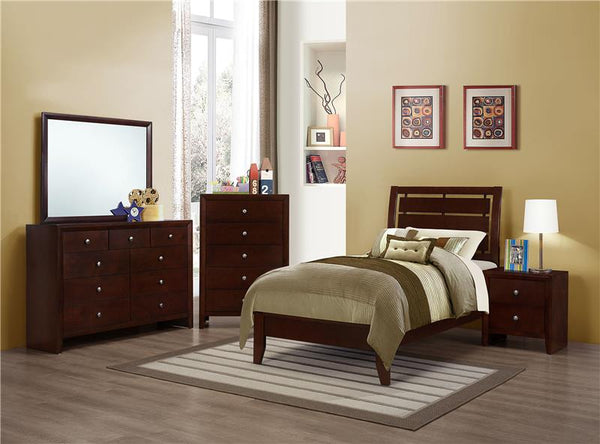 Serenity Wood Twin Panel Bed Rich Merlot - 201971T