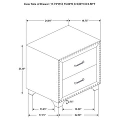 Melody Upholstered 2-drawer Nightstand Pacific Blue - 223372
