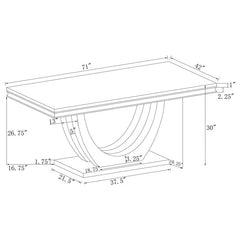 Kerwin Rectangle Faux Marble Top Dining Table White and Chrome - 111101