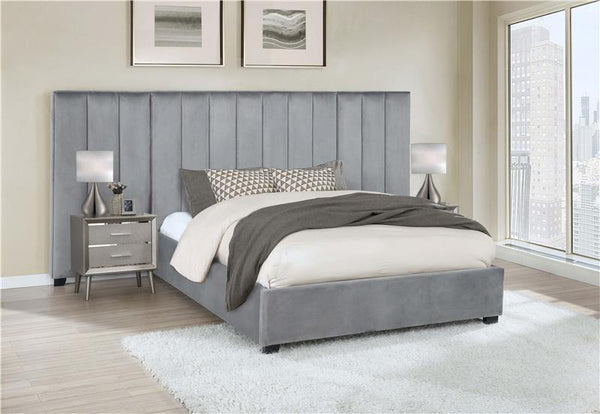 Arles Vertical Channeled Tufted Wall Panel Grey - 306071P