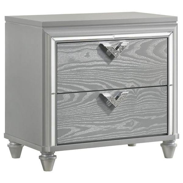 Veronica 2-drawer Nightstand Light Silver - 224722