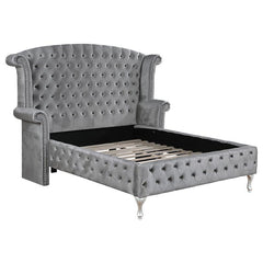 Deanna Upholstered Queen Wingback Bed Grey - 205101Q