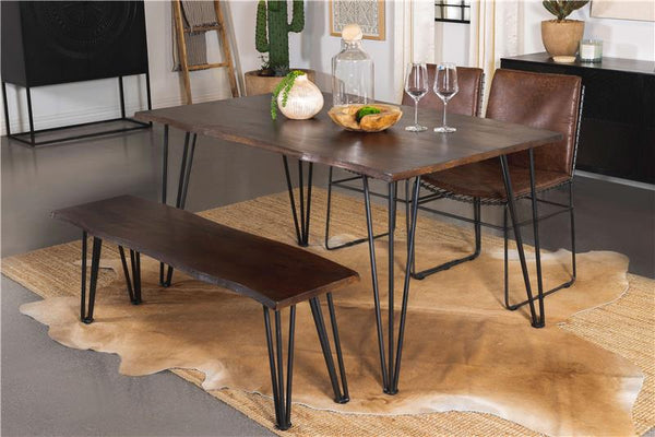 Topeka Live-edge Dining Bench Mango Cocoa and Gunmetal - 193853