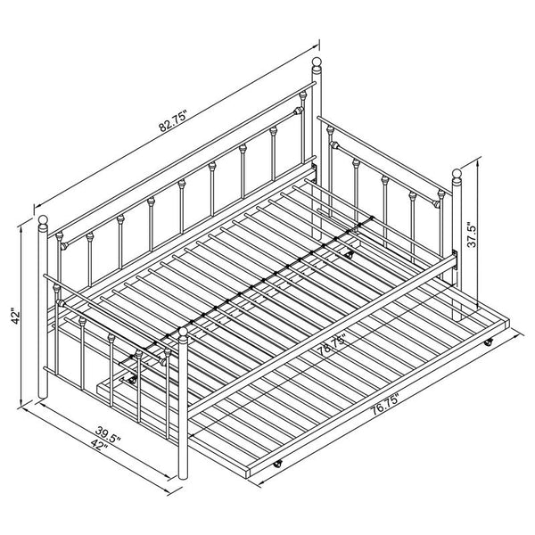 Nocus Metal Twin Daybed with Trundle White - 306055