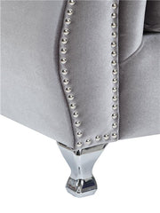 Frostine Upholstered Rolled Arm Tufted Sofa Silver - 551161