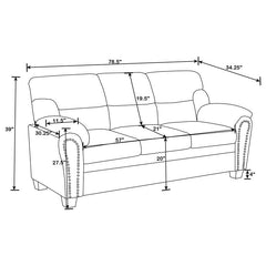 Clementine 2-piece Upholstered Padded Arm Sofa Set Brown - 506571-S2