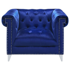Bleker Upholstered Tuxedo Arm Tufted Accent Chair Blue - 509483