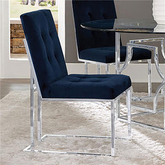 Cisco Upholstered Dining Chairs Ink Blue and Chrome (Set of 2) - 192494