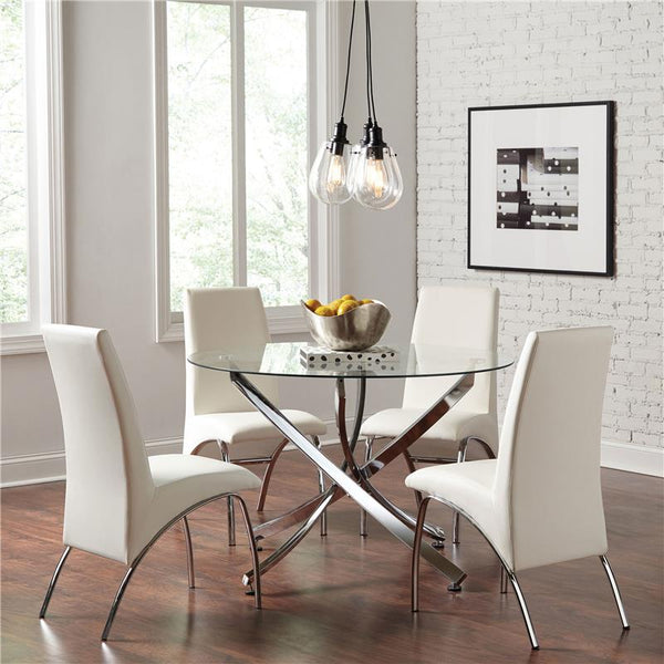 Beckham Round Dining Table Chrome and Clear - 106440