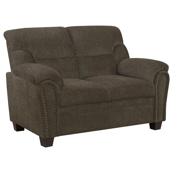 Clementine Upholstered Padded Arm Loveseat Brown - 506572