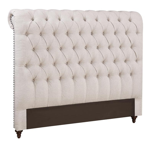 Devon Upholstered Eastern King Panel Headboard Beige - 300525KEB1