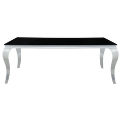 Carone Rectangular Glass Top Dining Table Black and Chrome - 115071