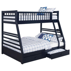 Ashton 2-drawer Wood Twin Over Full Bunk Bed Navy Blue - 460181