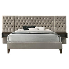 Marley Upholstered Queen Wall Panel Bed Light Brown - 300833Q