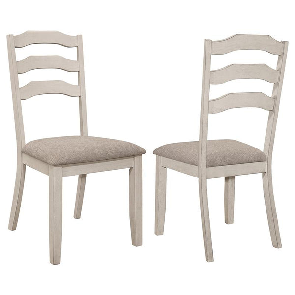 Ronnie Ladder Back Padded Seat Dining Side Chair Khaki and Rustic Cream (Set of 2) - 108052