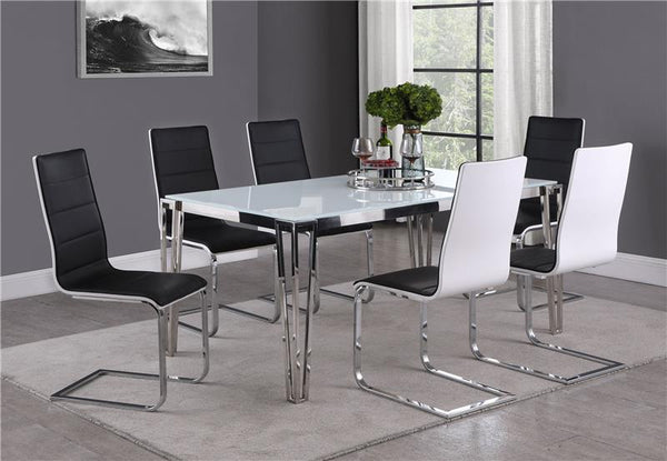 Pauline Rectangular Dining Table with Metal Leg White and Chrome - 193001
