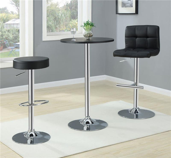 Lenny Adjustable Bar Stools Chrome and Black (Set of 2) - 102554