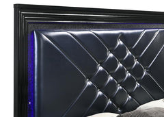 Penelope Wood Eastern King LED Panel Bed Midnight Star - 223571KE