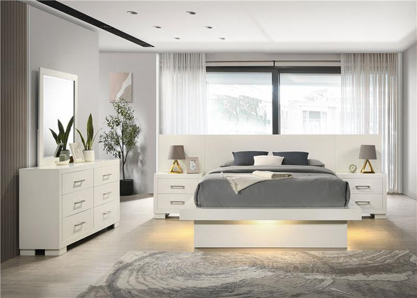 Jessica 5-piece Queen LED Bedroom Set Cream White - 202990Q-S5P
