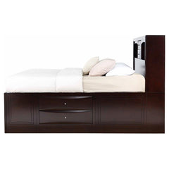 Phoenix Wood Queen Storage Bookcase Bed Cappuccino - 200409Q