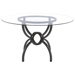 Aviano 48" Round Glass Top Dining Table Clear and Gunmetal - 108291BG