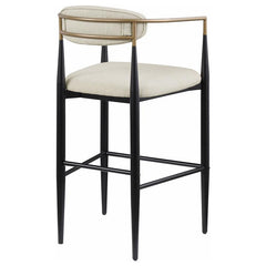 Tina Metal Pub Height Bar Stool with Upholstered Back and Seat Beige (Set of 2) - 121187