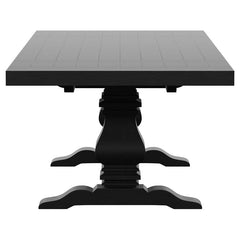 Florence Rectangular Pedestal Dining Table with Planked Wood Top Antique Black - 115531