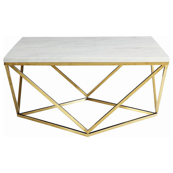 Meryl Square Faux Marble Top Coffee Table White and Gold - 700846
