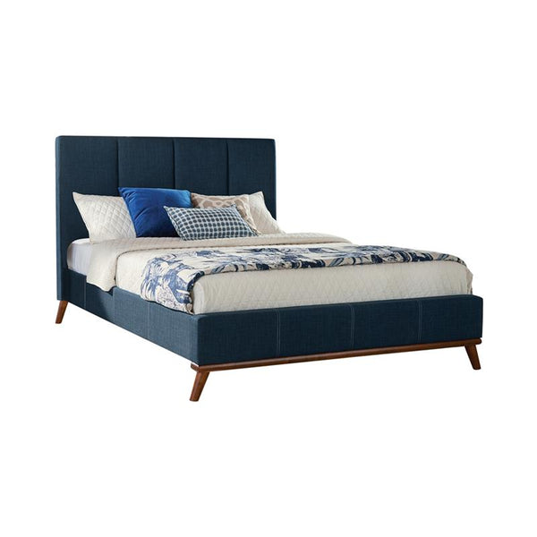Charity Upholstered Eastern King Panel Bed Blue - 300626KE