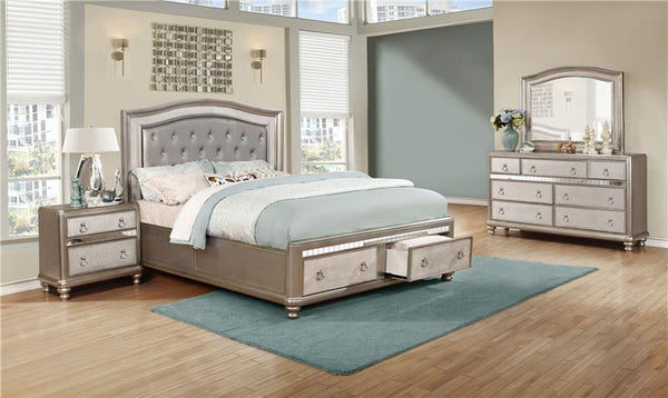 Bling Game 4-piece Eastern King Bedroom Set Platinum - 204180KE-S4
