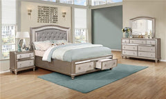 Bling Game 4-piece Eastern King Bedroom Set Platinum - 204180KE-S4