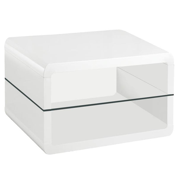 Elana 1-shelf Rectangular Side End Table White High Gloss - 703267