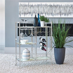 Derion Glass Shelf Serving Cart with Casters Chrome - 181370