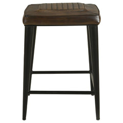 Alvaro Leather Upholstered Backless Counter Height Stool Antique Brown and Black (Set of 2) - 109078