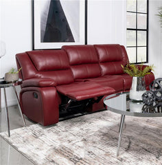 Camila Upholstered Motion Reclining Sofa Red - 610241