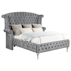 Deanna Upholstered Eastern King Wingback Bed Grey - 205101KE